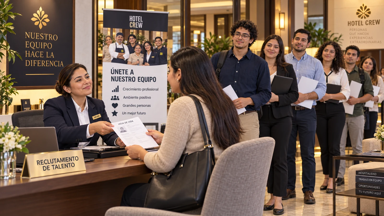 Personal de Hotel Crew con uniforme